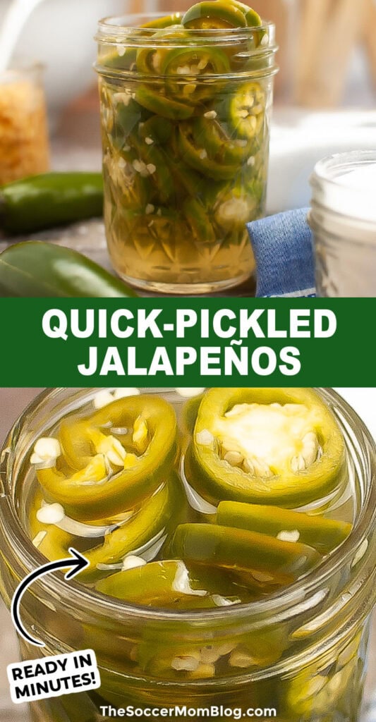 quick-pickled jalapeños Pinterest image.