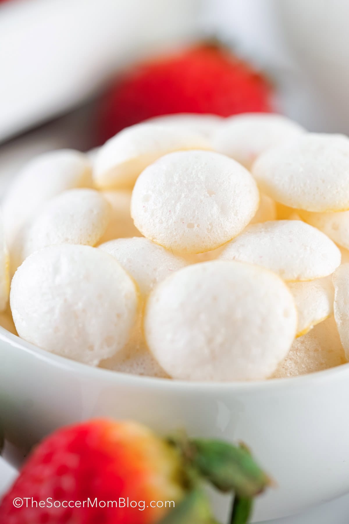 close up of a bowl of yogurt melt snacks for kids.