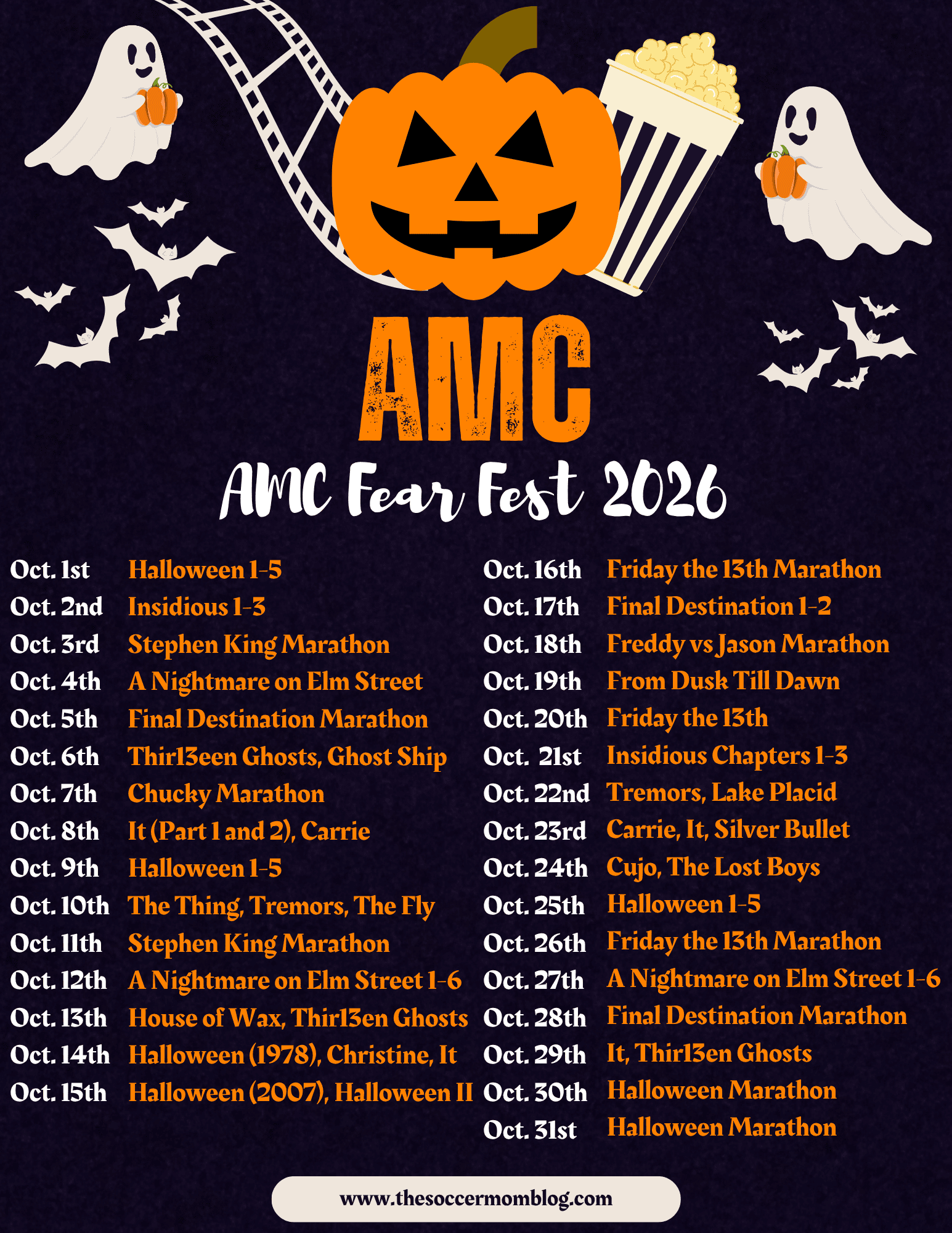 list of Halloween movies streaming on AMC for 2026.