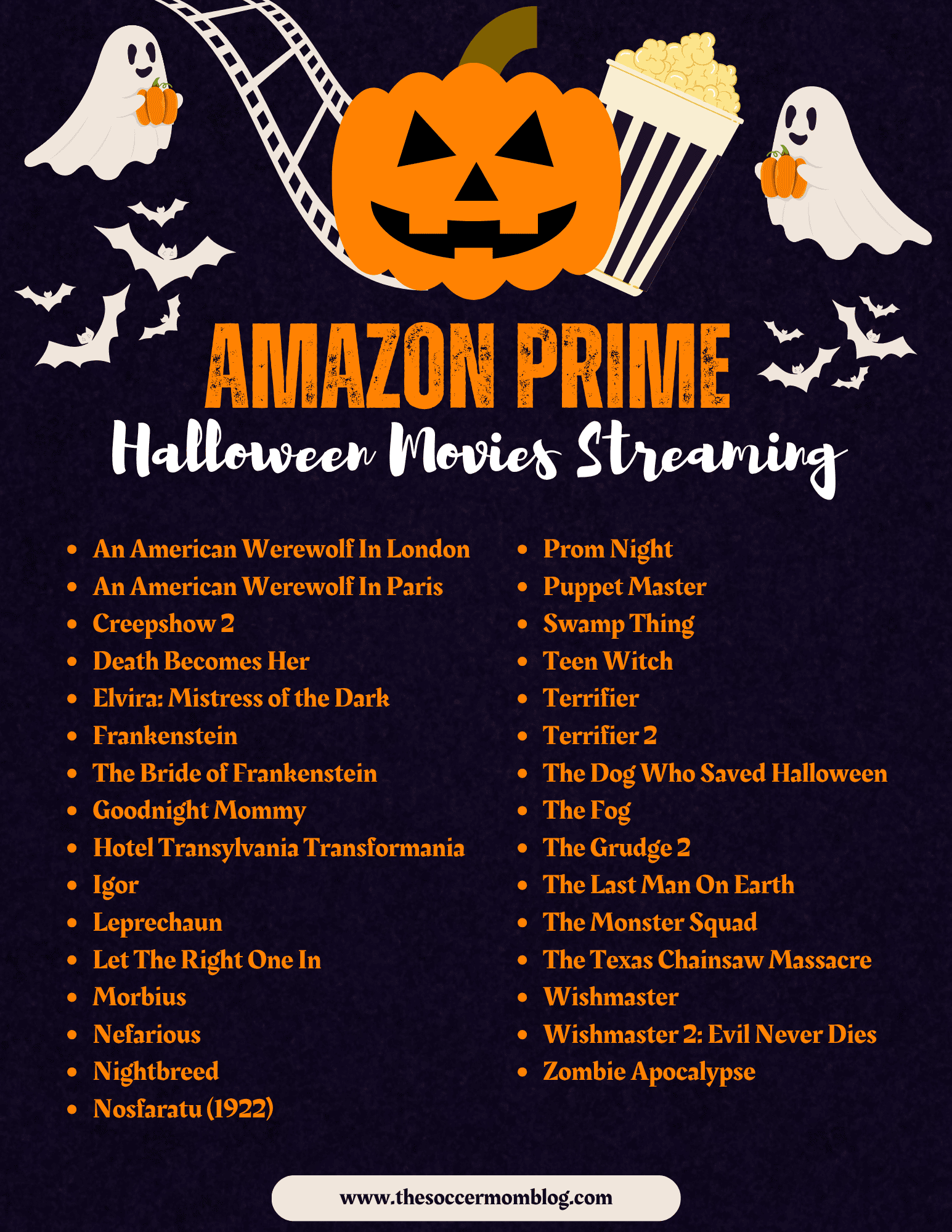 list of Halloween movies streaming on Amazon Prime for 2026.