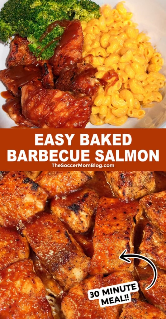 Easy Baked Barbecue Salmon Pinterest Image.