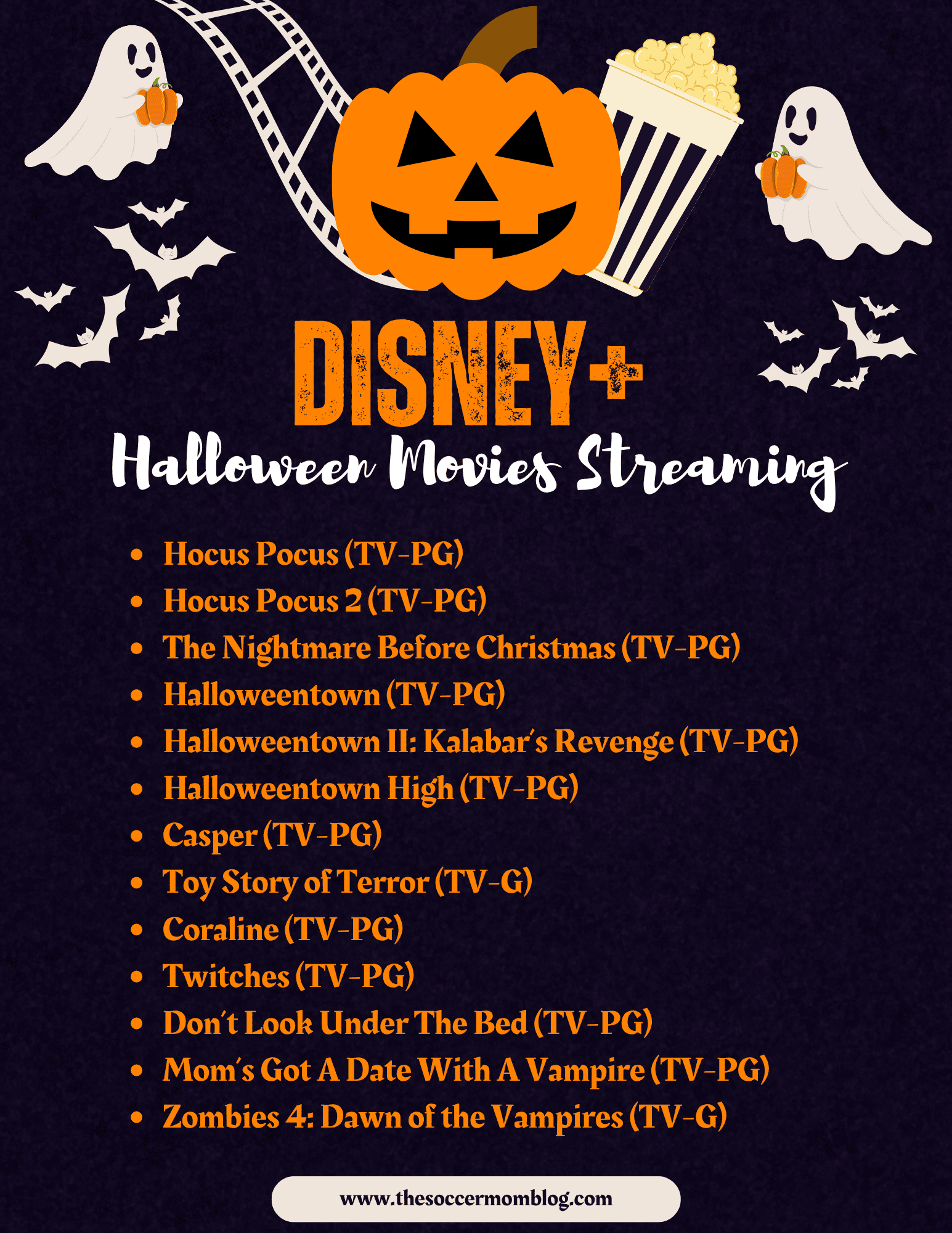 list of Halloween movies streaming on Disney+ for 2026.