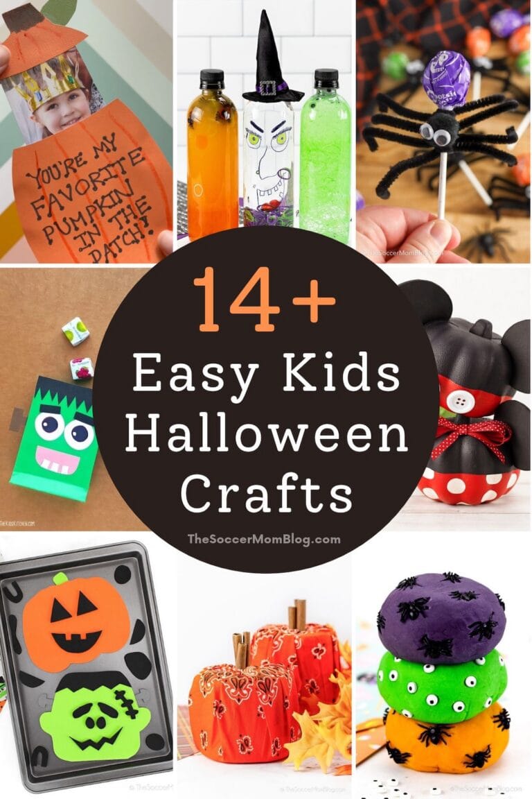 collage of Halloween craft ideas for kids.