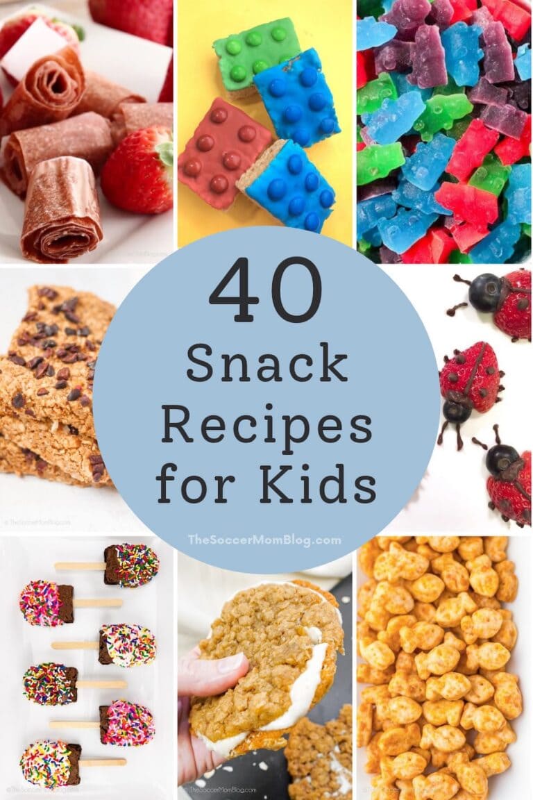 collage of homemade kid friendly snacks.