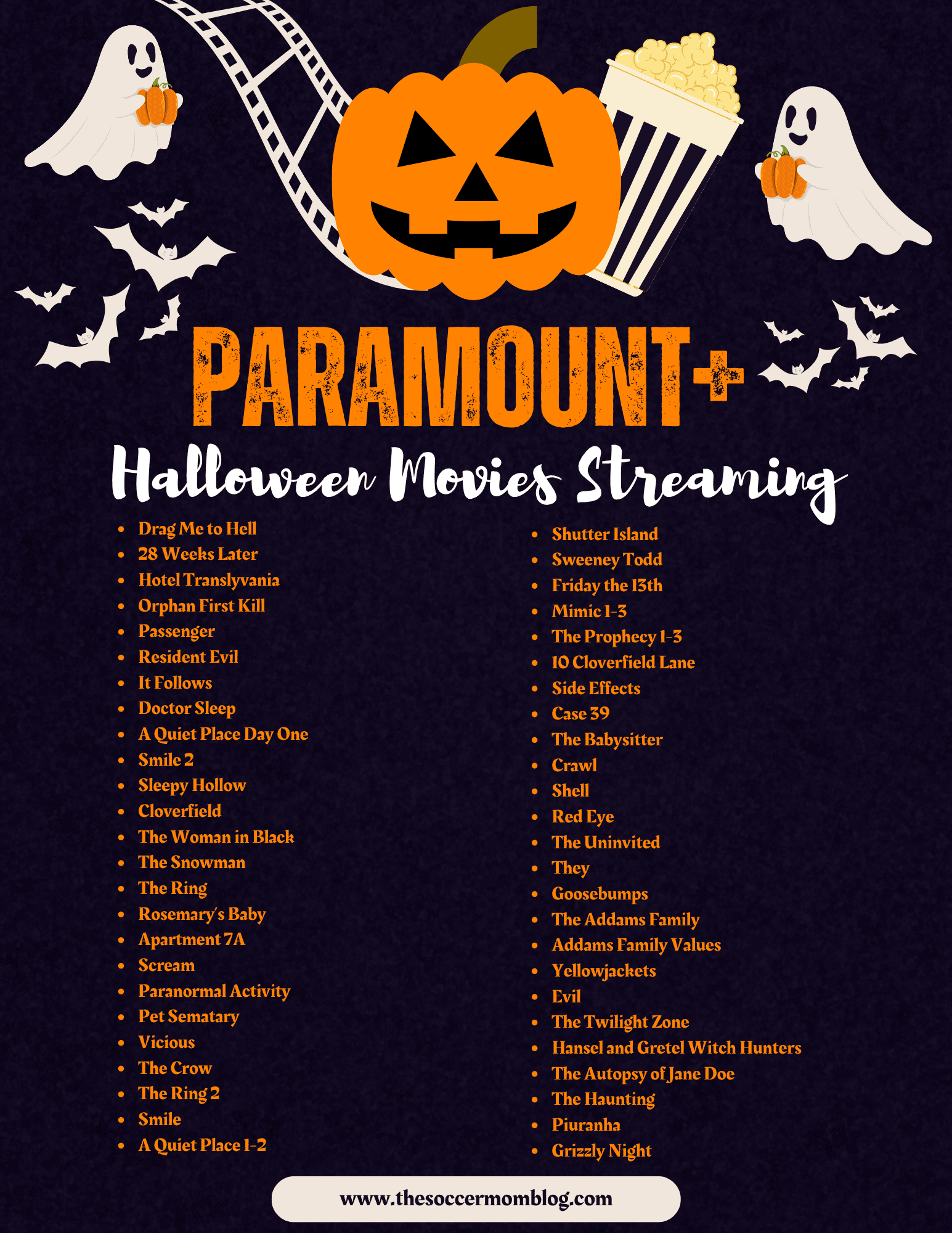list of Halloween movies streaming on Paramount+ for 2026.